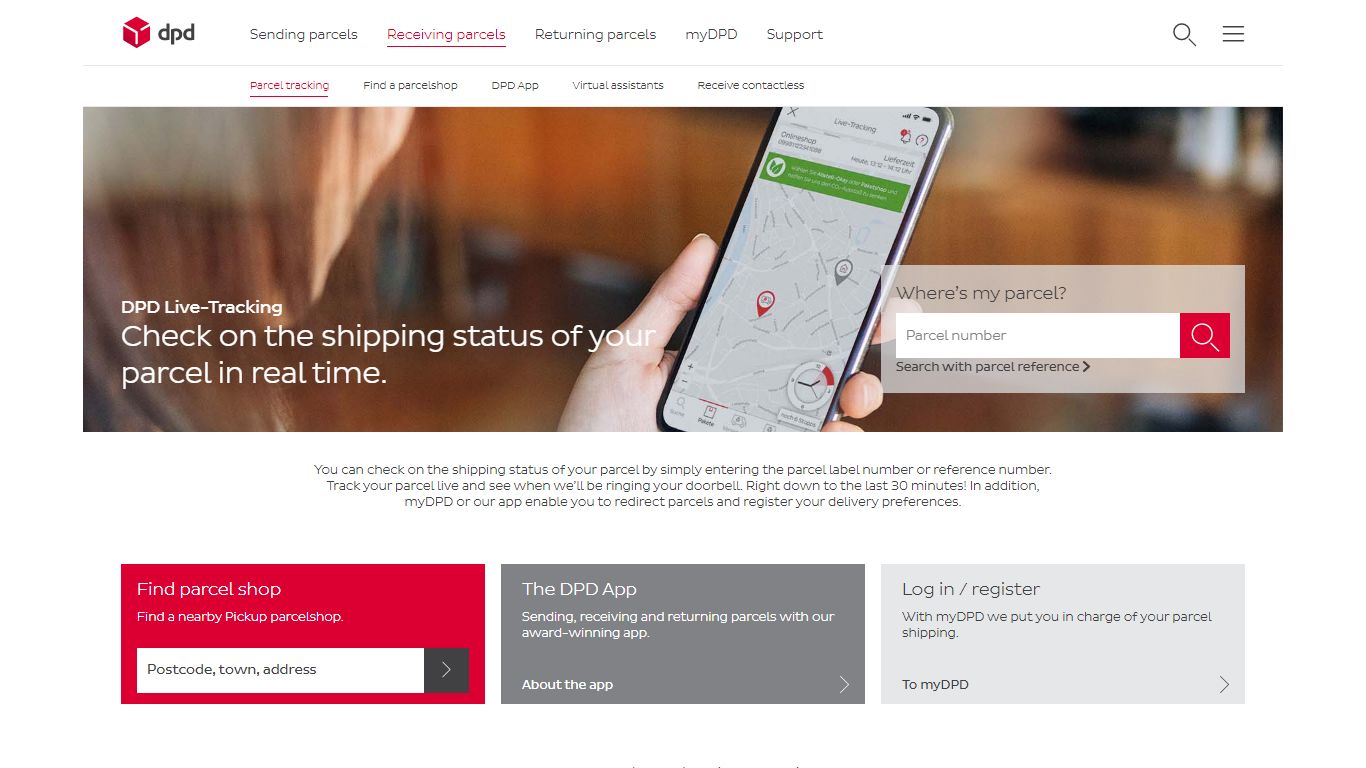 Tracking of parcels with Live-Tracking | Receiving » DPD
