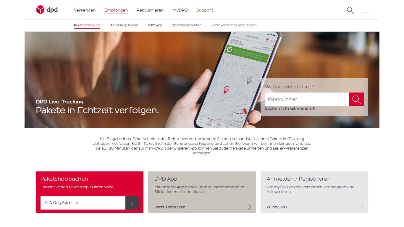 Sendungsverfolgung und Live-Tracking | Empfangen » DPD